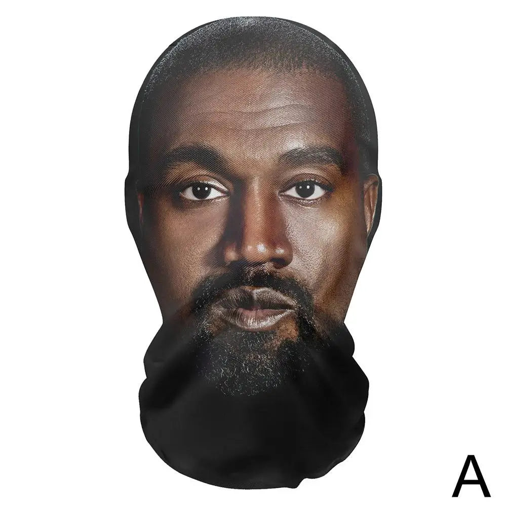 3D Mask Balaclava Hat Facial Performance Parody Prank Headgear Seamless Kanye Face Mask Celebrity Face Hip Hop Hood